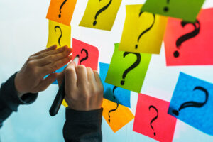 post-it notes with question marks