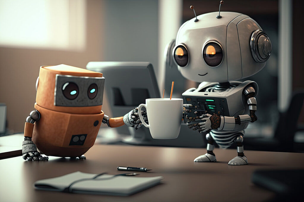 robots having coffee